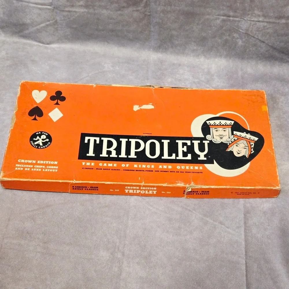 Vintage Tripoley Crown Edition Board‎ Game-Missing Cards